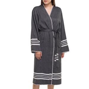 Buldano Turkish Cotton Robe Kimono Unisex Lightweight Hand-Woven Quick Dry Sz S